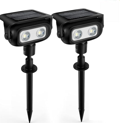 Solar Lights Outdoor, Motion Sensor Outdoor Solar Spotlights Waterproof, Outside Wall Lights, Outdoor Lights Solar Powered for Garden/Patio/Yard/Lawn/Backyard, Warm Yellow Light, 2 Packs