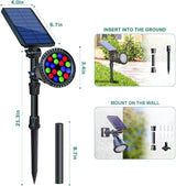 Solar Spot Lights Outdoor, 9 Color Modes, 18 LED Spotlight, 600LM Landscape Lights, Solar Powered for Garden, Yard | Lumora