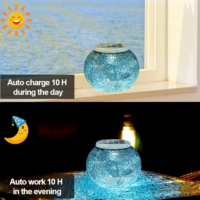 Aukora Color Changing Solar Powered Glass Ball Garden Lights, Table Lamps Waterproof Night Light for Patio, Bar | Lumora