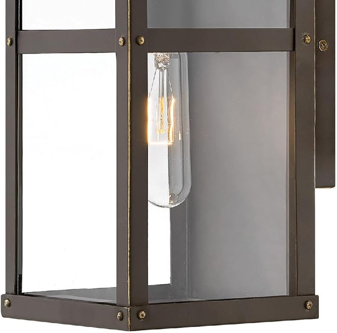 Hinkley Porter Collection Extra Small Wall Mount Lantern, 120V – Add Security to Porches, Patios & Exterior Spaces with Ultra-Durable Outdoor Lighting, Oil Rubbed Bronze