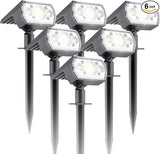 6 Packs Solar Spot Lights Outdoor, 64 LED 6500K Solar Lights Outdoor, IP67 Waterproof, Adjustable Brightness Dusk | Lumora