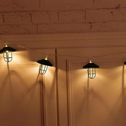 String Lights, LED Outdoor Indoor LED Wrought Iron Hollow Lantern Outdoor Lighted Holiday Displays Hanging Lights Patio Edison Nordic Christmas Decoration Rope Lights