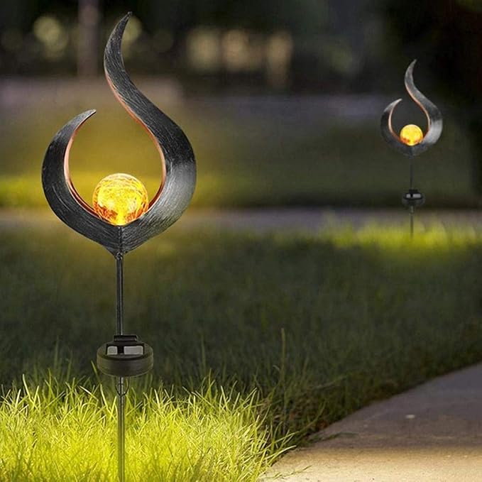 LED Outdoor Waterproof Solar Flickering Flame Lamp Landscape Pathway Torch Light With Auto On/Off For Garden Patio Yard And Backyard Decor