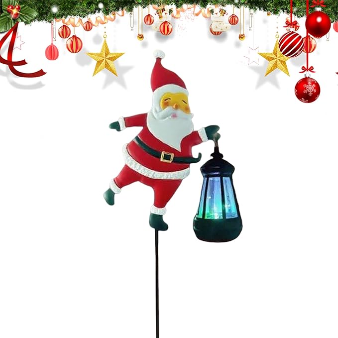 Christmas Santa Solar Kettle Lights Garden Lawn Decorative Lights, Santa Claus Ground Lamp Yard Decoration,Lamp Solar LED Night Light Outdoor Gardens Decor for Christmas Decorations