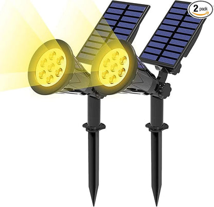 T-SUN Solar Spotlights Outdoor Waterpoof, 7 LED Christmas Solar Lights Outdoor, Auto Turn Off/ON Solar Landscape Spotlights for Tree, Patio, Yard, Garden, Driveway, Pool Area(Warm White- 2 Pack)