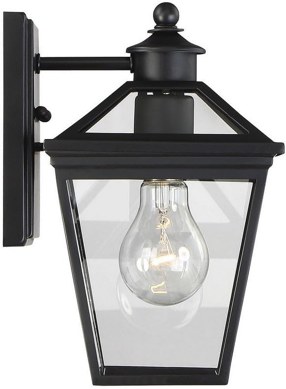 Savoy House 5-140-BK Ellijay Modern Rustic Clear Glass Outdoor Wall Lantern, 1-Light 60 Watt, 10" H x 6" W, Black | Lumora