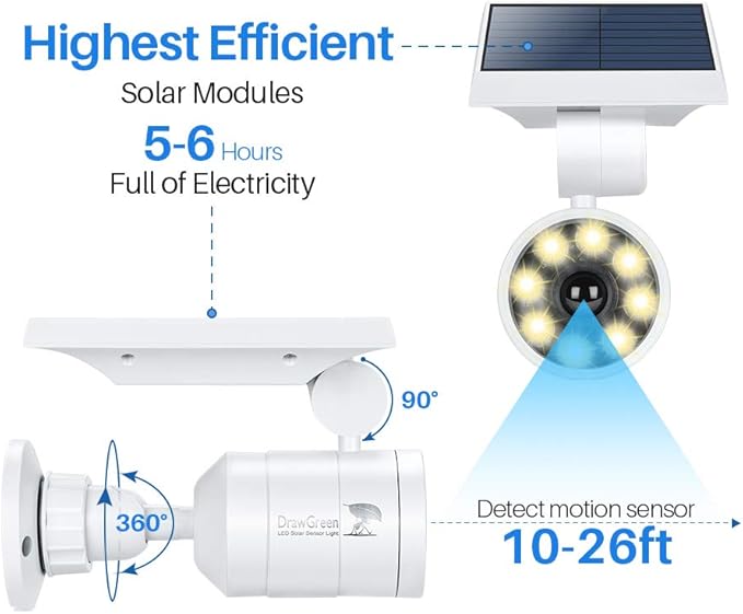 Solar Motion Lights Outdoor Waterproof Aluminum case(not Plastic), Solar Motion Sensor Flood Spot Lights for Outside Post Yard Patio Path Garden, 100-week Free Refund/Replacement