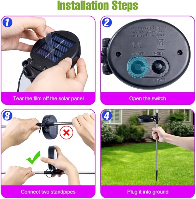 WENNI 6-Pack Solar Lights Outdoor - Upgraded of Sunlight Garden Light,IP65 Waterproof Outdoor Decor Solar Fireworks Lights for Yard,Pathway Decoration,Unique Gifts for Family and Friends