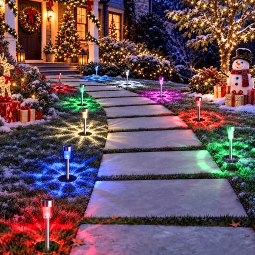 GIGALUMI 16 Pack Solar Christmas Lights Outdoor,Solar Christmas Decorations