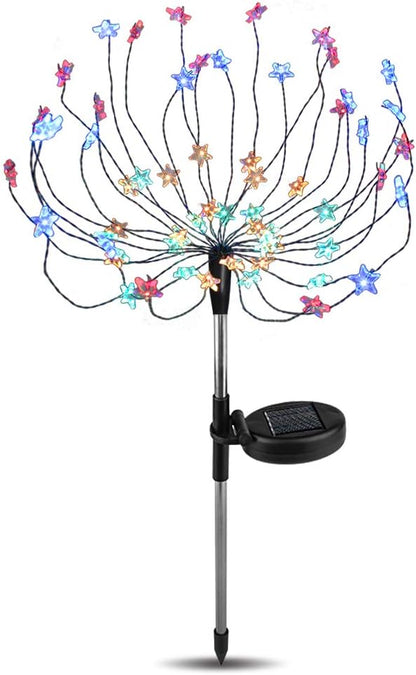 [2 Pack] Solar Star Firework Tree Light, LED Outdoor Star Firework Stakes Solar Garden Decorative Lights for Walkway Pathway Backyard Christmas Decoration Parties (Multi - Color)