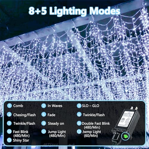 KAQ Connectable 300LED 115Ft String Lights, Christmas Lights Indoor Outdoor