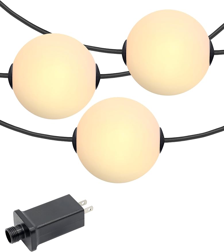 Brightech Orb Outdoor Indoor String Lights - Frosted Lantern LED String with 10 Weatherproof Globe Lights - Plug in Commercial Grade Light Strand for Patio, Porch, Garden, Café - 30 Ft, Black