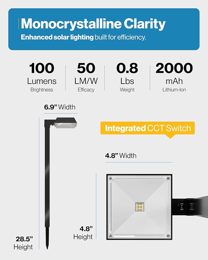 Sunco 6 Pack 2W Solar Sidewalk Dusk to Dawn Outdoor Backyard Walkway Garden Driveway Landscape Waterproof Patio Yard Lawn Super Bright Path Lights, 100 Lumens, 3CCT 3000K/5000K/7000K, Non-Dimmable.