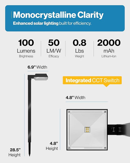 Sunco 6 Pack 2W Solar Sidewalk Dusk to Dawn Outdoor Backyard Walkway Garden Driveway Landscape Waterproof Patio Yard Lawn Super Bright Path Lights, 100 Lumens, 3CCT 3000K/5000K/7000K, Non-Dimmable.