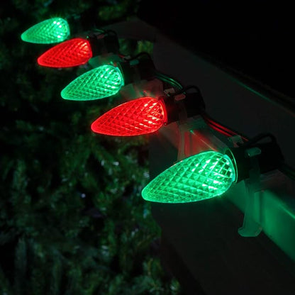 Wintergreen Lighting 100 C9 OptiCore LED Commercial Outdoor Christmas Lights – Heavy Duty Christmas String Lights; Green Wire (100 ft, Red/Green)