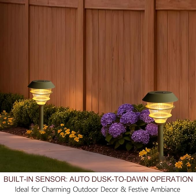 Bright Zeal 2-Pack 16.5" LED Solar Stake Lights Outdoor Waterproof - Warm White Pathway Garden Lights Outdoor Yard Decorations- Landscape Lamps for Sidewalk Driveway Decor