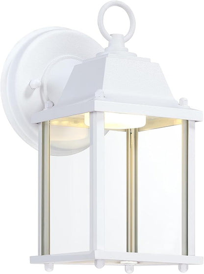 LIT-PaTH Outdoor LED Wall Lantern, Exterior Wall Sconce Porch Light Fixtures, 3000K 9.5W 800 Lumen, Aluminum Housing Plus Glass, Matte White Finish, 1-Pack