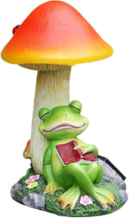 Mushroom Solar Lights - Mushroom Solar Lights Outdoor, Frog Solar Light Resin Figurine Waterproof | Led Mushroom Garden Lights Outdoor Frog Sleeping Sculpture for Patio Yard Lawn Decoration
