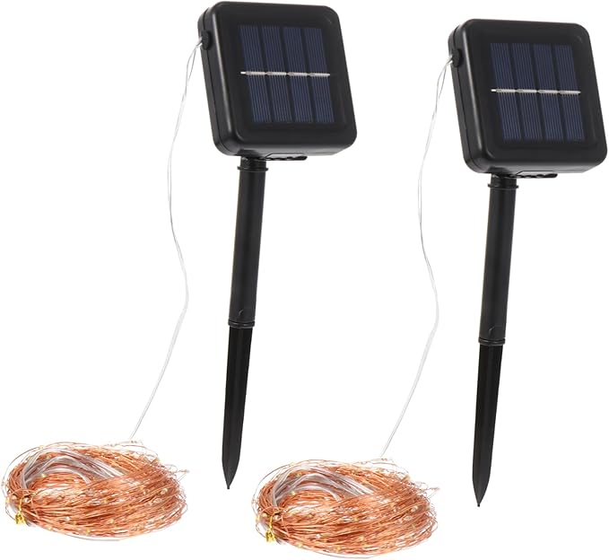 Veemoon 2sets Garden Solar String Lights Led Wire Decor for Outdoor Patio and Balcony Lights Functions Solar Powered for Effortless Decoration