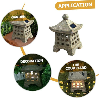 Lawn Decorations Outdoor Solar Pathway Lights Pagoda Garden Statue Landscape Lighting