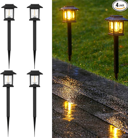 4 Pack Solar Pathway Lights，Solar Garden Lights Outdoor Waterproof for Courtyard, Balcony, Garden, Lawn, Poolside.