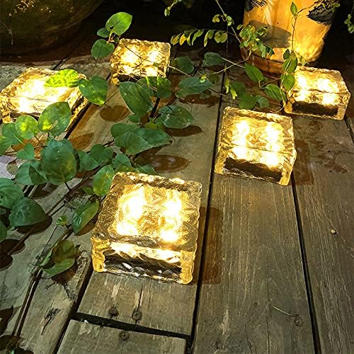 Outdoor 4 Pack Ice Cube Bricks Rocks Lights Solar Powered LED In Ground Pathways Patio Yard Garden Glow Lights Decor | Lumora