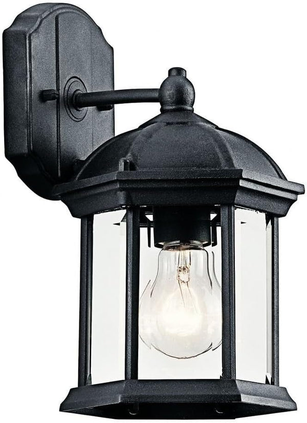 Kichler Barrie 10.25" 1 Light Outdoor Wall Light with Clear Beveled Glass in Black | Lumora