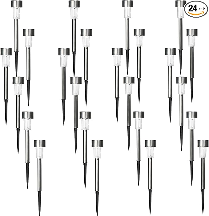 Solar Lights Outdoor Waterproof, 24 Pack Bright Pathway Lights, Solar Pathway Light with Auto On/Off, Warm White Light for Garden,Yard,Walkway and Landscape
