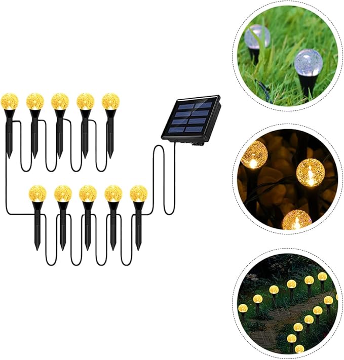 Solar Garden Path Lights 10pcs Warm White Bubble Ball Outdoor Lawn Lighting Accessory Solar Powered Landscape Ground Lamps for Patio Yard Decor