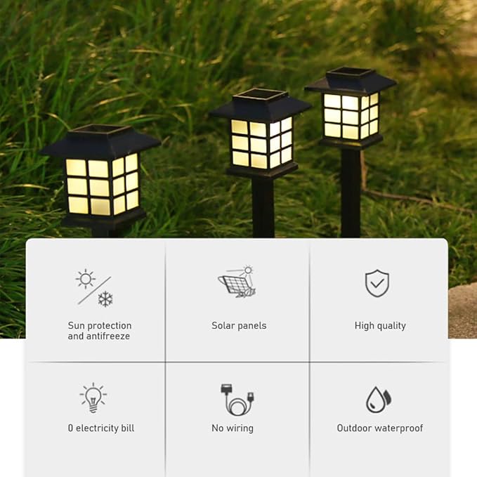 Solar Pathway Lights, 12 Pack Outdoor Landscape Lights Solar Garden Lights LED Solar Lawn Light Outdoor for Yard Patio Walkway Lawn Driveway, Warm White