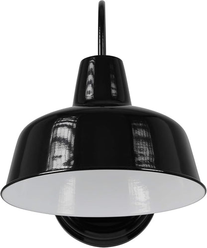 Design House Mason Farmhouse Gooseneck Barn Light, Outdoor Exterior Porch or Patio Wall Light Fixture, Satin Black, 10 Inch Diameter, 1-Pack, 588830-SB