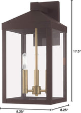 Livex 20584-07 Transitional Three Light Outdoor Wall Lantern from Nyack Collection in Bronze/Dark Finish | Lumora
