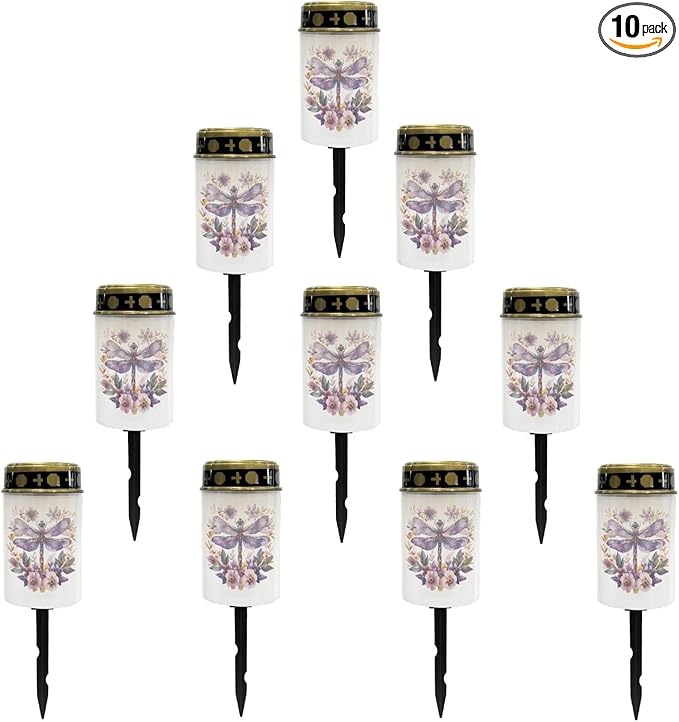 Dragonfly Solar Floral Lights Outdoor Waterproof Purple Lantern Solar Garden Lights Decorative for Yard/Patio/Driveway,Outdoor Landscape Lighting-Warm White