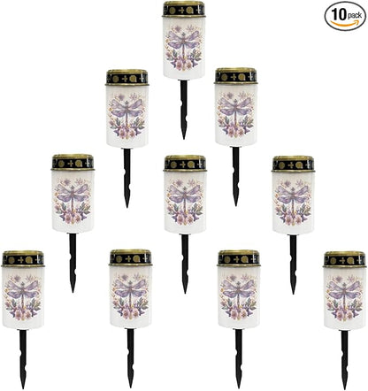 Dragonfly Solar Floral Lights Outdoor Waterproof Purple Lantern Solar Garden Lights Decorative for Yard/Patio/Driveway,Outdoor Landscape Lighting-Warm White