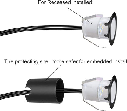 LED Recessed Deck Light Kits with Protecting Shell,Outdoor Landscape Lighting IP67 Waterproof,DC 12V Low Voltage Cool White for Garden,Yard,Stair,Patio Decoration In Ground(30pcs,Black Border)