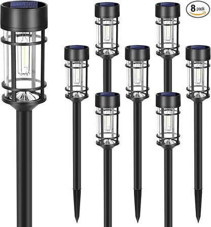 Solar Pathway Lights| Outdoor Garden Lights | Waterproof & Weather-Resistant | Energy-Efficient with High Transparency Glass | Durable & Elegant Design| High Impact Resistance| Pack of 8