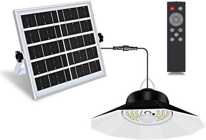 Solar Light Outdoor Indoor with 3 Color 4 Brightness Modes Work Day and Night Solar Powered Pendant Lights for Shed Garage Yard,Single