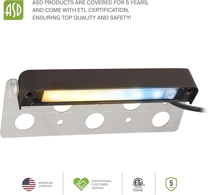 ASD LED 4 Inch Retaining Wall Light Fixture, Hardscape Paver Lighting | 5CCT, Low Voltage, Swivel, Waterproof, ETL Listed | 2W 130LM 2200K-5000K 12V | Landscape Step Illumination | Bronze, 4 Pack