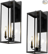 Bestshared Large Outdoor Wall Sconce, 24'' Modern Black Outdoor Wall Lantern, 3-Light Clear Glass Porch Light | Lumora