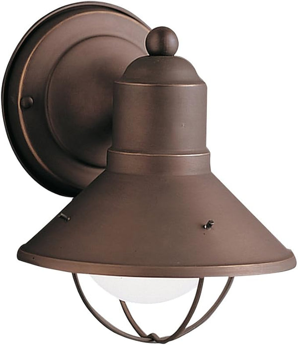 Kichler Seaside 7.5" 1 Light Outdoor Wall Light with Glass Globe Olde Bronze® | Lumora