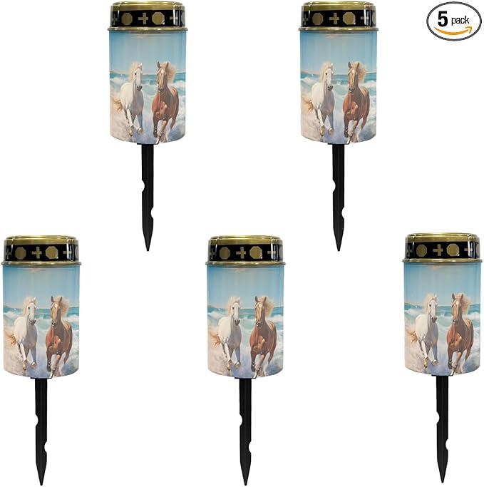 Running Horse Horse Yard Stake Lights,Horse Garden Stake Lights Solar Powered Lantern Landscape Lighting,Hose Decor LED Lantern,Garden Horse Decoration-Warm White