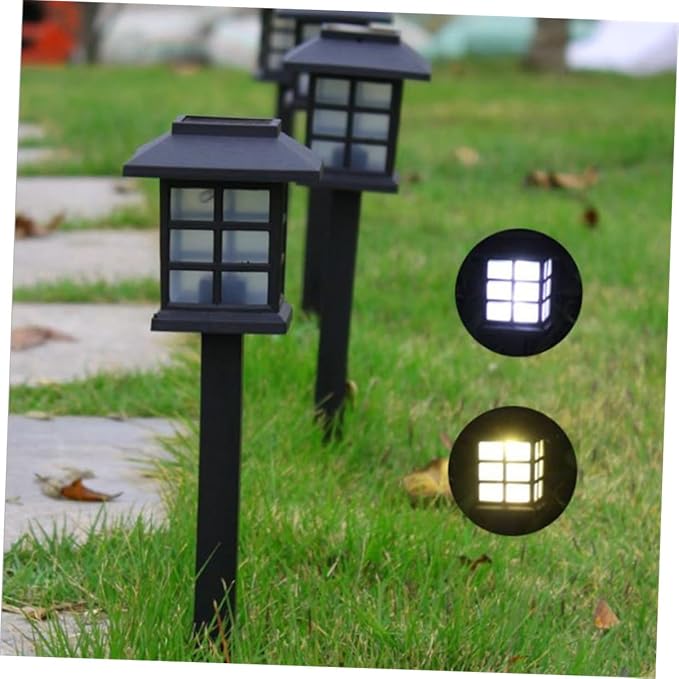 DOITOOL 5 Pcs Solar Garden Pathway Lights Outdoor Solar Powered Spike Landscape Lighting for Walkway Lawn Patio Driveway with Warm LED Glow Black