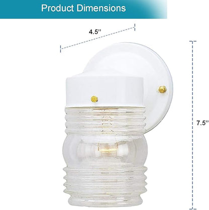 Ciata Outdoor Porch Light House Fixture Wall Mount Light Lantern Sconce, Lantern Sconce Fixture Jelly Jar Outdoor Down Light Fixture Front Porch - White
