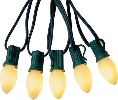Minetom Multicolor C7 LED Christmas String Lights, 50FT 50 Lights C7 Vintage Christmas Lights, Commercial Connectable Christmas Tree Lights for Xmas Holiday Roofline Garden Wedding Decor, Warm White
