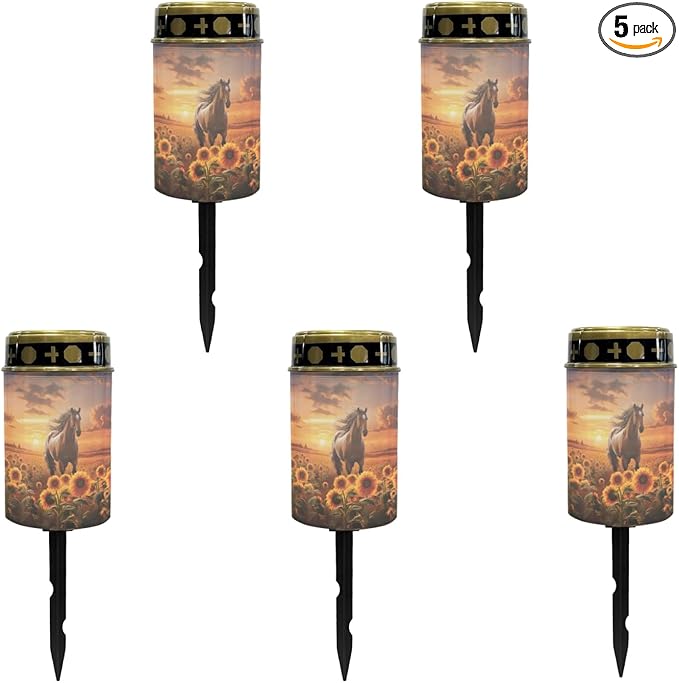 Sunflower Horse Solar Horse Lights for Outside,Solar Walkway Lights Outdoor Waterproof Solar Pathway Lights Solar Powered Lantern Landscape Lighting-Warm White
