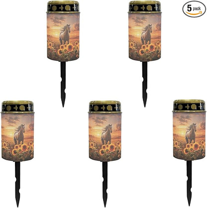 Sunflower Horse Solar Horse Lights for Outside,Solar Walkway Lights Outdoor Waterproof Solar Pathway Lights Solar Powered Lantern Landscape Lighting-Warm White