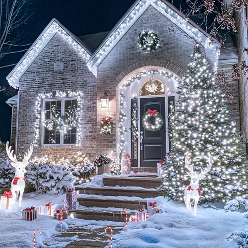 JMEXSUSS 300 LED White Christmas Tree Lights Plug in