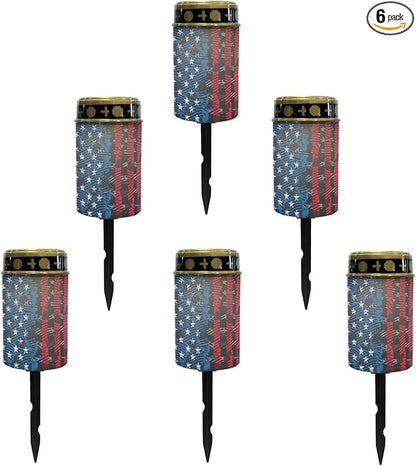 American Flag Solar Lights,Warm White Solar Pathway Lights Outdoor Waterproof Solar Garden Stake Lights Landscape Lighting for Yard Patio Flameless Stoplights,Wall Lights Auto On/Off