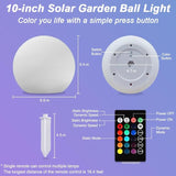 10-in Solar Globe Light, Solar Garden Ball Light Outdoor w/Remote, 16 RGB Color 4 Modes Glowing Ball, Waterproof | Lumora