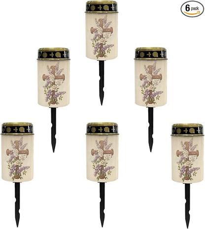 Solar Lights Outdoor Grave Crosses for Cemetery,Solar Garden Stake Lights Outdoor Powered Landscape Lighting Warm White Solar Lantern Solar Fairy Lights for Outside,Wall Light Auto On/Off